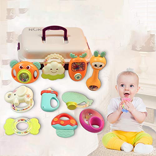 HS20001 Baby Toys Rattles And Teethers - Baby Rattle Toys for Newborn Baby Teething Toys Newborn Rattle Toy for Girls Boys 0-3-6-9-12 Months Infant Toys Rattle - Sensory Toys for Babies Rattle Set 10pcs