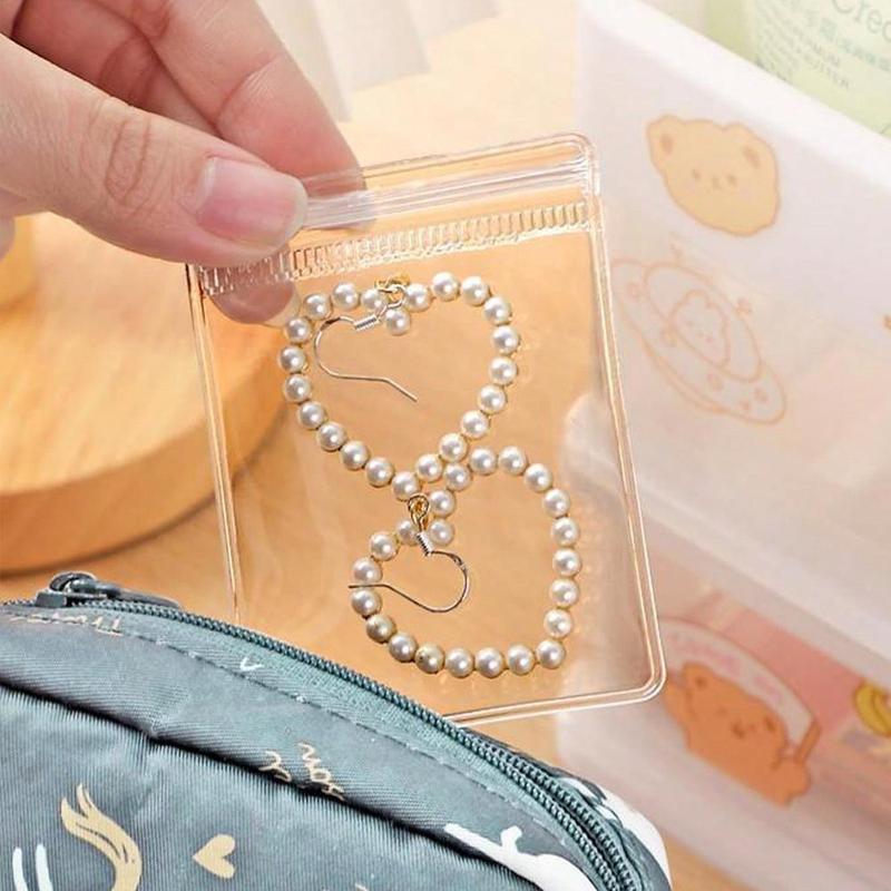 10pcs Clear Jewellery Storage Bag, Portable Travel Jewelry Organizer, Self-sealing Storage Bag For Earring Necklace Bracelet Ring