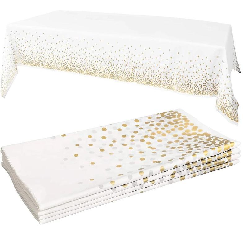 1 Piece Disposable Polka Dot Party Tablecloth, Disposable PVC Table Cover Waterproof Disposable Tablecloths For Rectangle Tables for Indoor & Outdoor Party Decoration