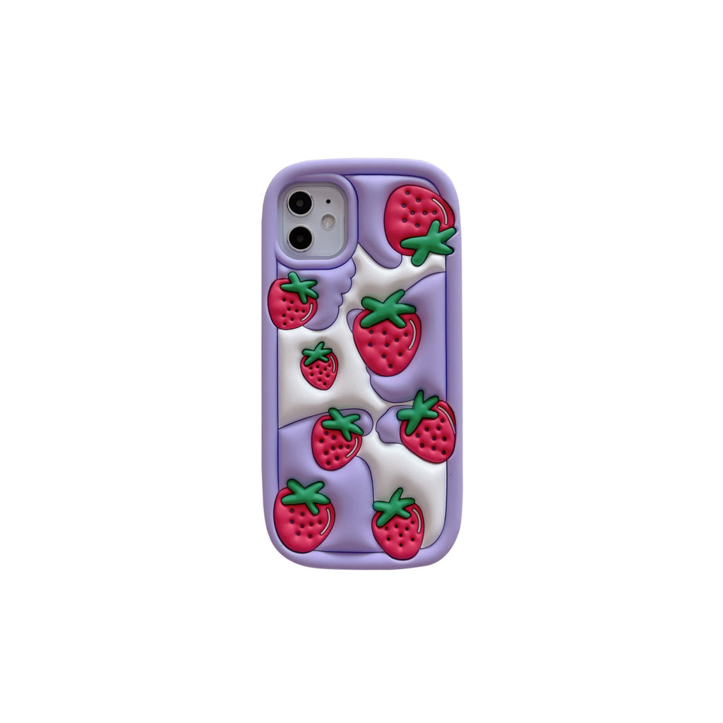 iPhone 14 Pro Max Case for Kids Girls Cute 3D Strawberry Cover Women Girly Kawaii Cartoon Pretty Soft Silicone Funda Shockproof Protective Estuche for Apple iPhone 14 Pro Max Phone Cases