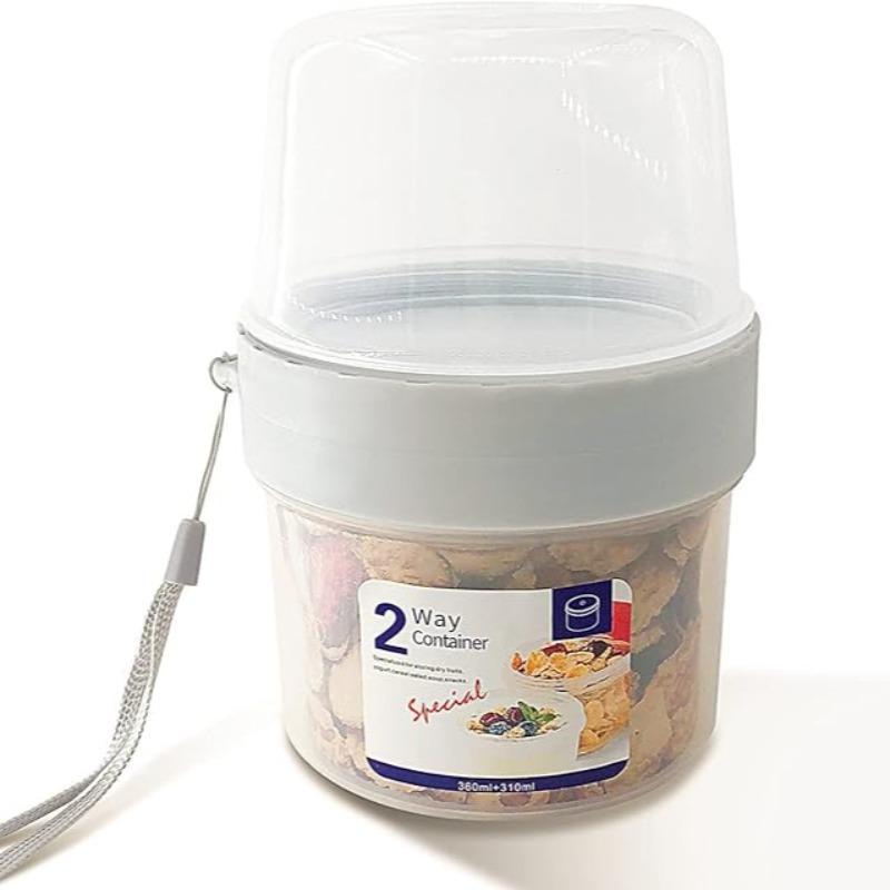 1 Piece Kitchen Multi-grid Food Preservation Storage Box, Portable Salad Cereal Fruit Vegetable Shaker Cup for Meal