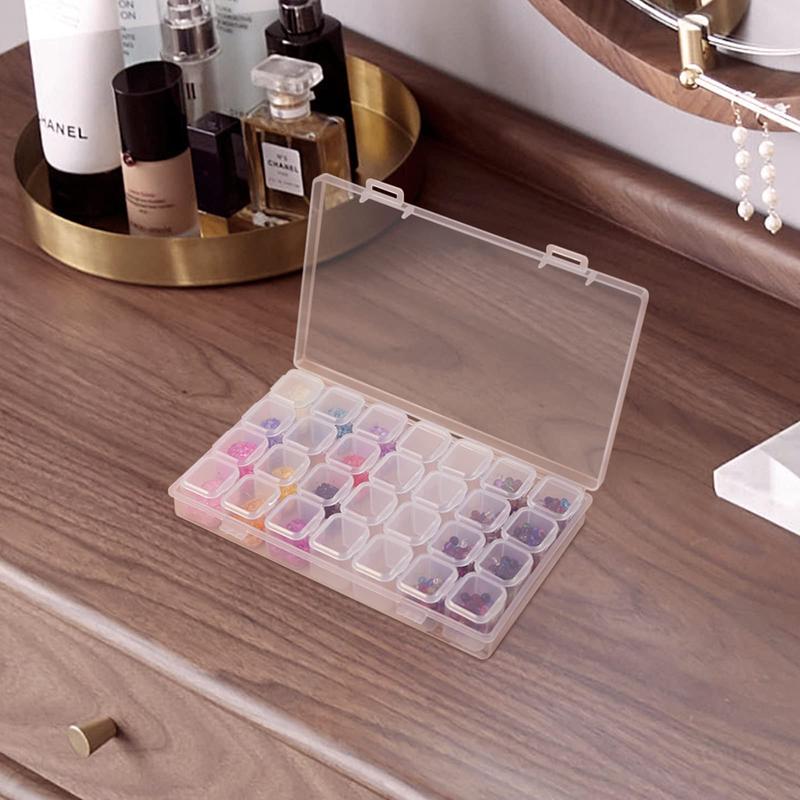 1 Piece 28 Grid Jewelry Storage Box With Lid, Clear Plastic Divided Storage Organizer, Multipurpose Portable Home Organizer For Living Room Bedroom