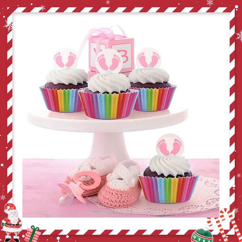 100pcs Disposable Cupcake Liners, Rainbow Color Mini Baking Tray, Muffin Cake Baking Pans for Kids Birthday Party