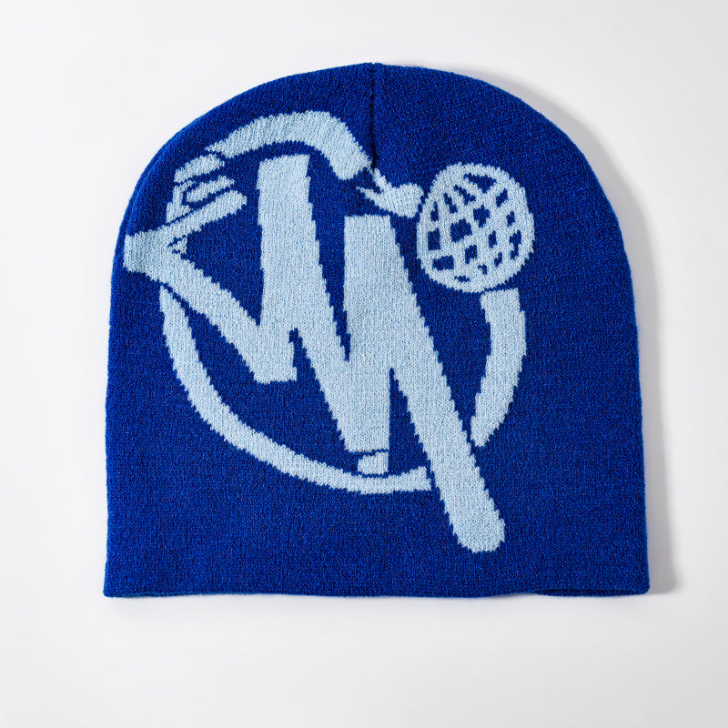 1 Piece Fashionable Color Block Letter Print Design beanie Hat, Warm & Cozy beanie Hat, Casual Winter Outdoor Sports Hat For Men & Women