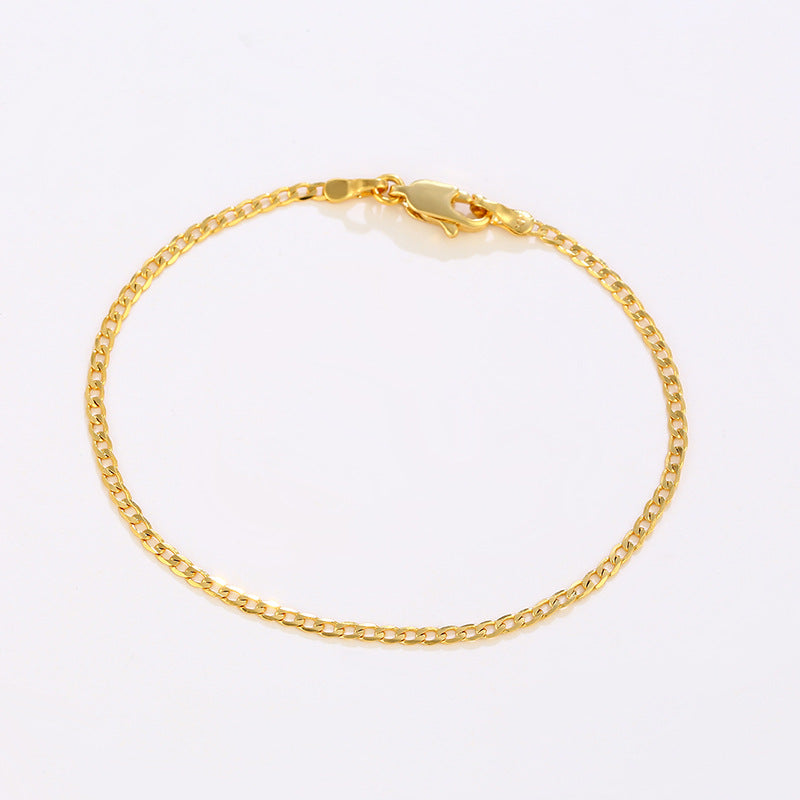 Simple interlocking bracelet for girls, niche cold style hand accessories, fashionable gold-plated plain chain