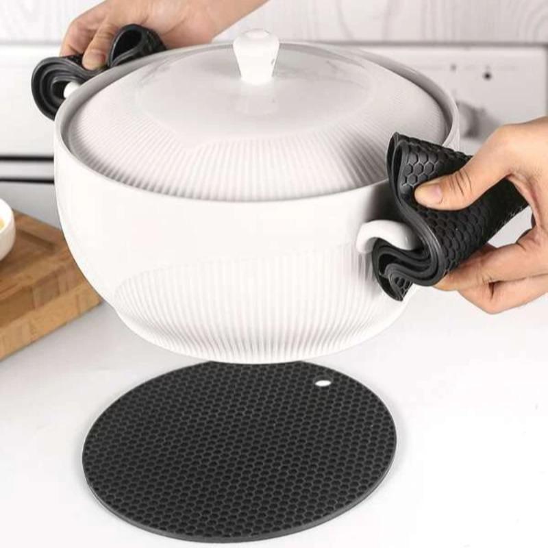 1 Piece Round Silicone Pot Mat, Honeycomb Shaped Heat Insulation Trivet, Placemat for Pot Pan Countertop Protector