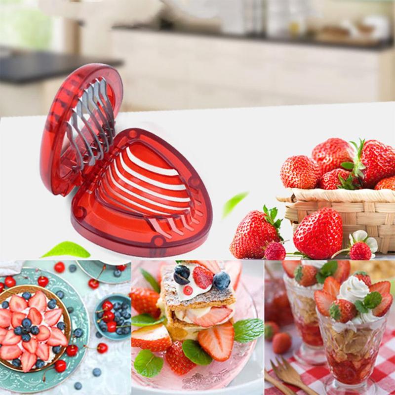 1 Piece Heart Shaped Strawberry Slicer, Plastic Reusable Durable Fruit Cutter, Portable Kitchen Fruit Utensils for Home Use