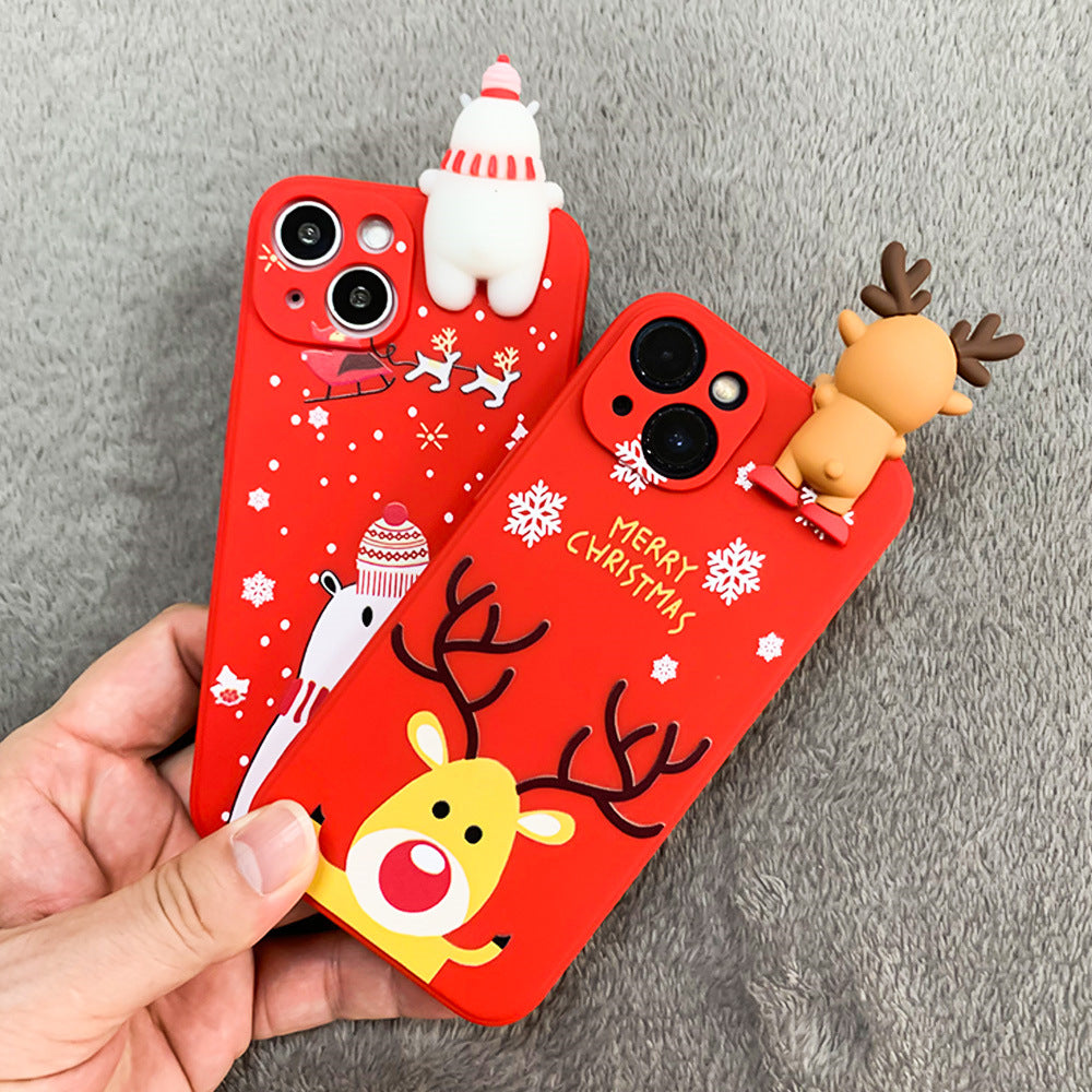 Christmas Case for iPhone 14 Pro, Merry Christmas Soft Silicone TPU 3D Cute Pretty Cute Flexible Protective Case for iPhone 14 Pro, Santa Claus