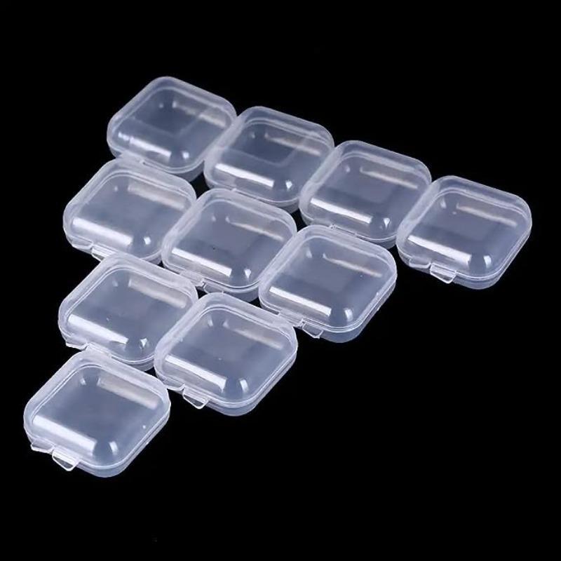 10pcs Clear Plastic Jewelry Bead Storage Box, Mini Small Item Storage Container With Flip Lid, Portable Travel Pill Box