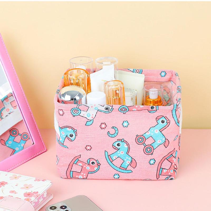 1 Piece Cartoon Pattern Storage Basket, Cute Storage Basket, Home Organizers For Cosmetic, Book, And Small Obiects