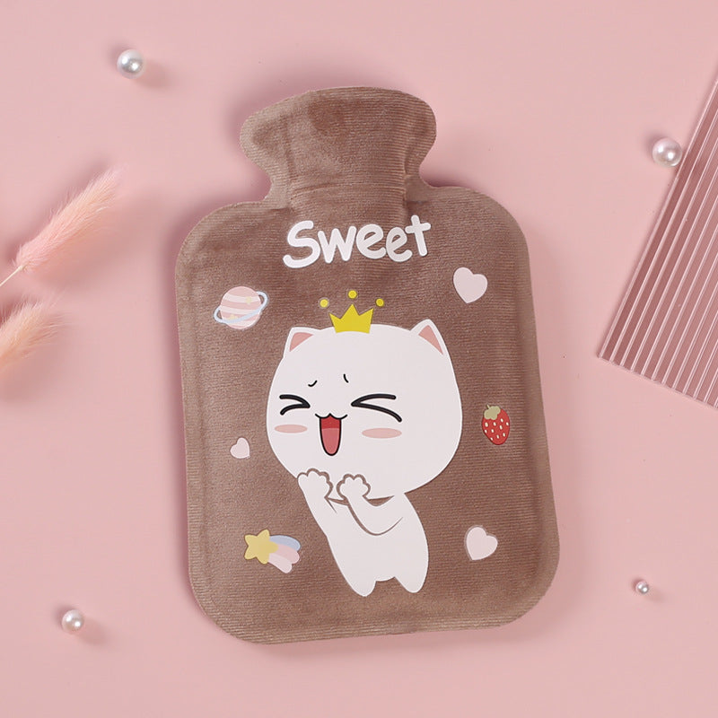 1 Piece 500ml Hot Water Bottle, Cartoon Animal Pattern Hot Water Bag With Cover, Suitable For Body Pain Relief