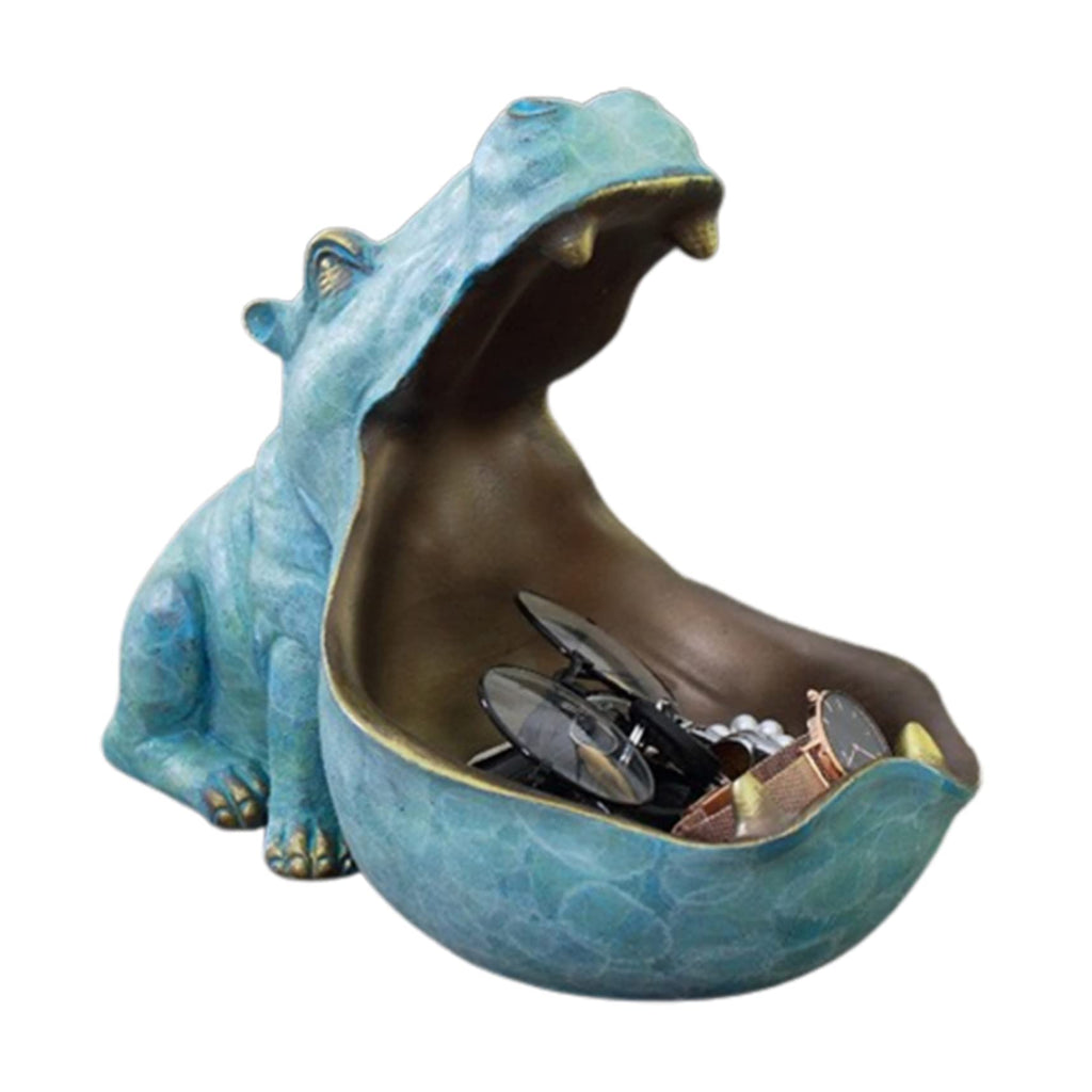 Big Mouth Hippo Key Bowl Resin Hippopotamus Ornament Key Holder Dish Organizer Gift Home Decor for Coin Jewelry Desktop Storage