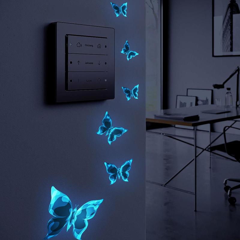 1 Piece Blue Butterfly Wall Sticker, Luminous Glow in The Dark Wall Sticker, Wall Decor for Party Decoration
