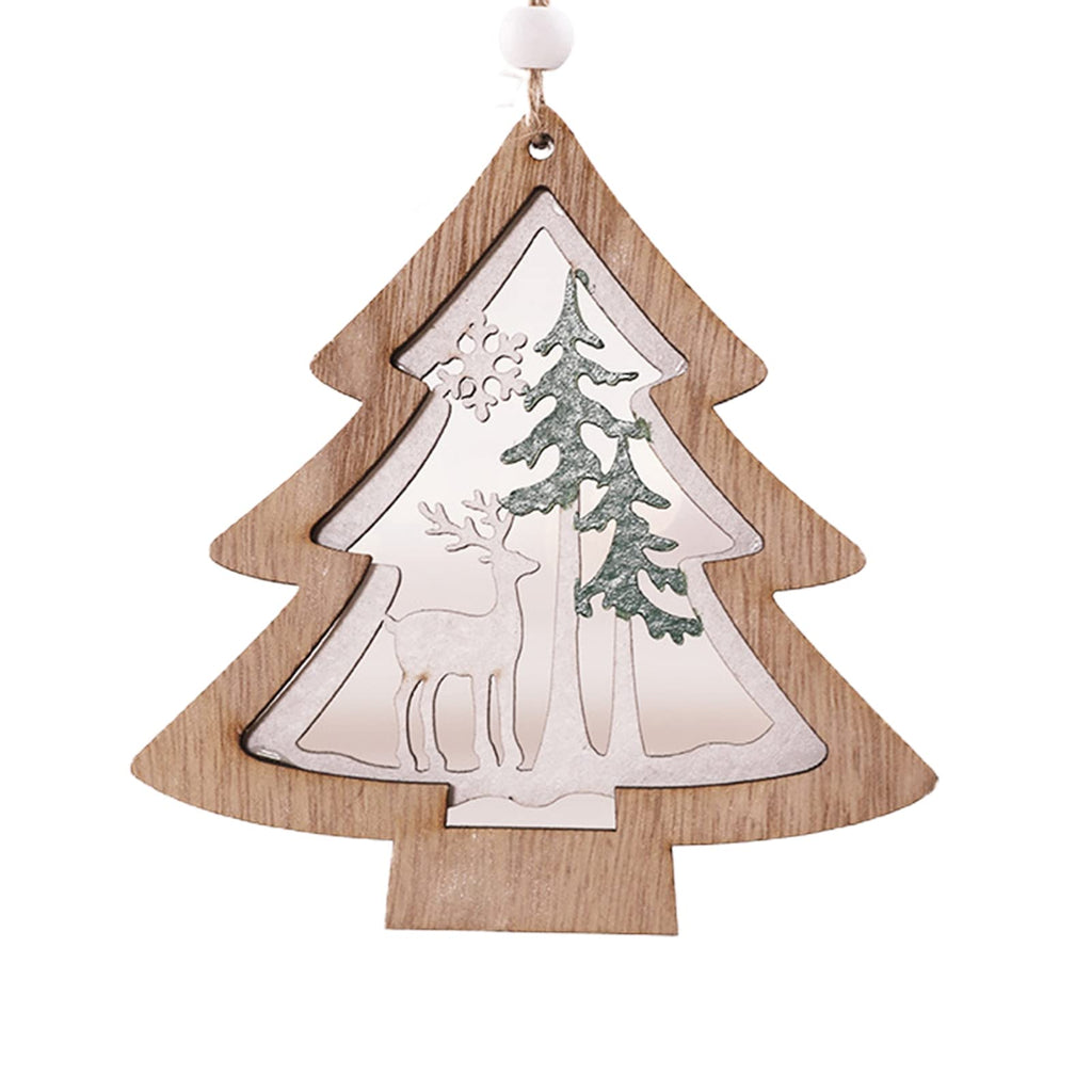 Christmas Pendant Scene Layout White Bead Christmas Tree Heart Snow House Pendant for Home