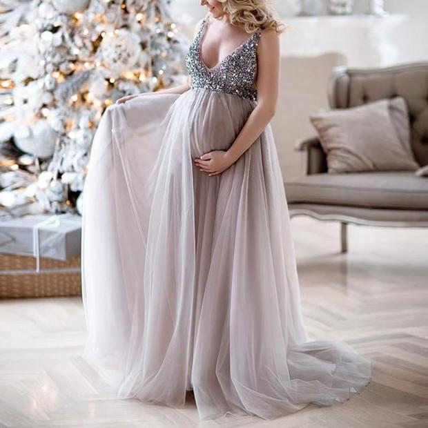 Sexy V-neck Strap Maternity Dress