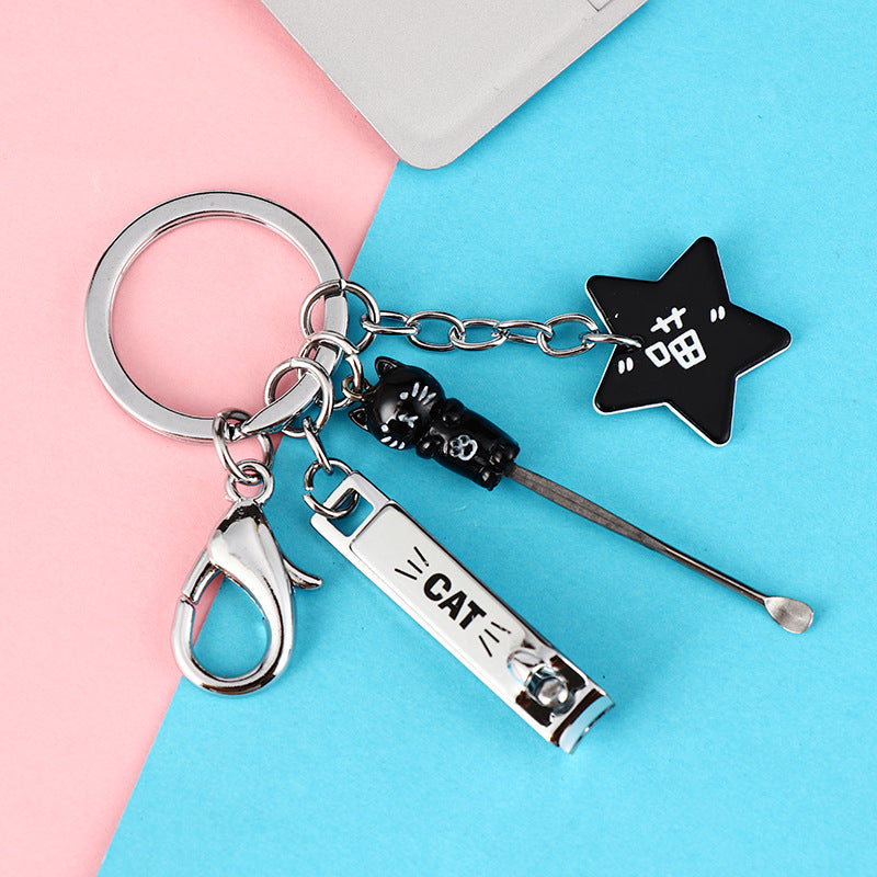 Creative Multifunctional Keychain with Nail Clippers Cute Animal Earpick Men Women Cars and Bags Key Pendants