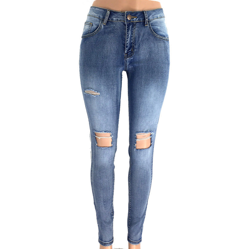 Ripped Sexy Women Clothing Jeans Low Waist Slim Jeans