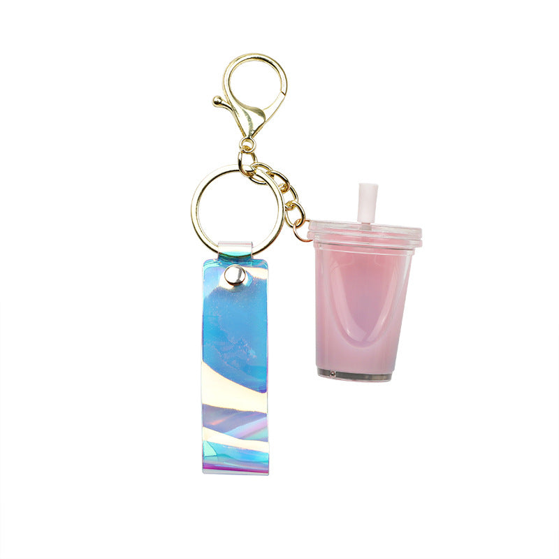 Creative Maiden Pearl Candy Color Milk Tea Acrylic Ornament Gift Simulation Drink Keychain Pendant Drink
