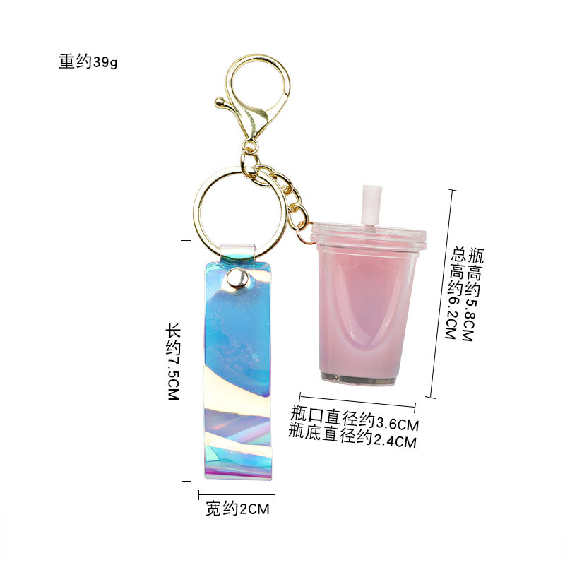 Creative Maiden Pearl Candy Color Milk Tea Acrylic Ornament Gift Simulation Drink Keychain Pendant Drink