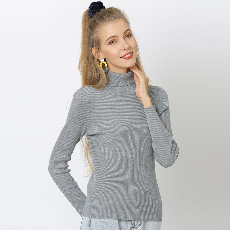 Solid Color Bottoming Shirt Autumn New Knitwear Turtleneck Oversized Sweater Women
