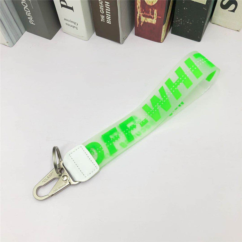 Fashion Brand off White Keychain Plastic Transparent Epoxy Three-Dimensional Letters PVC Mobile Phone Pendant