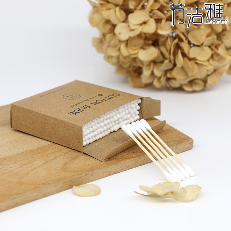 Cotton Swab Degradable Kraft Box Disposable Double-Headed Makeup Cotton Swab 100 Pcs