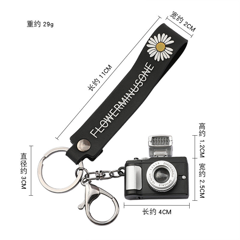 Fashion Creative LED Luminous Sound Camera Keychain Female Car Key Chain Lovely Bag Pendant