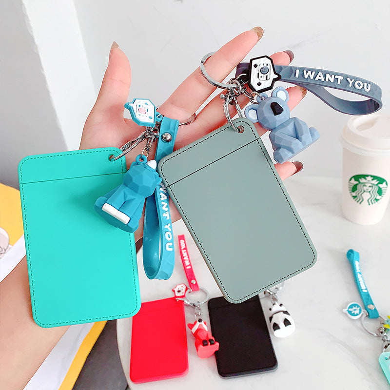 Cartoon Silicone Geometric Section Student Meal Card Bus Card Cover Card Holder Keychain Wholesale Pendant Stall Small Gift
