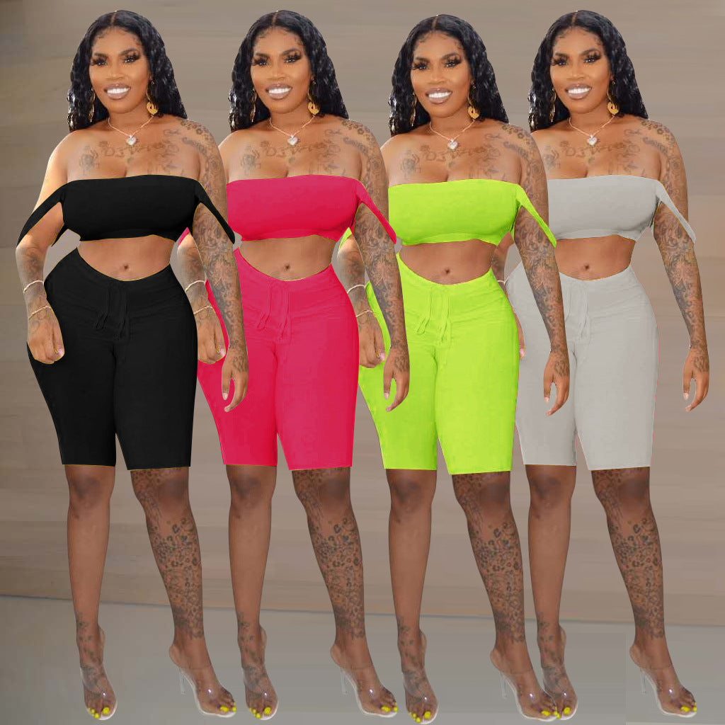 Cute Sport Casual Solid Color Two-Piece Set