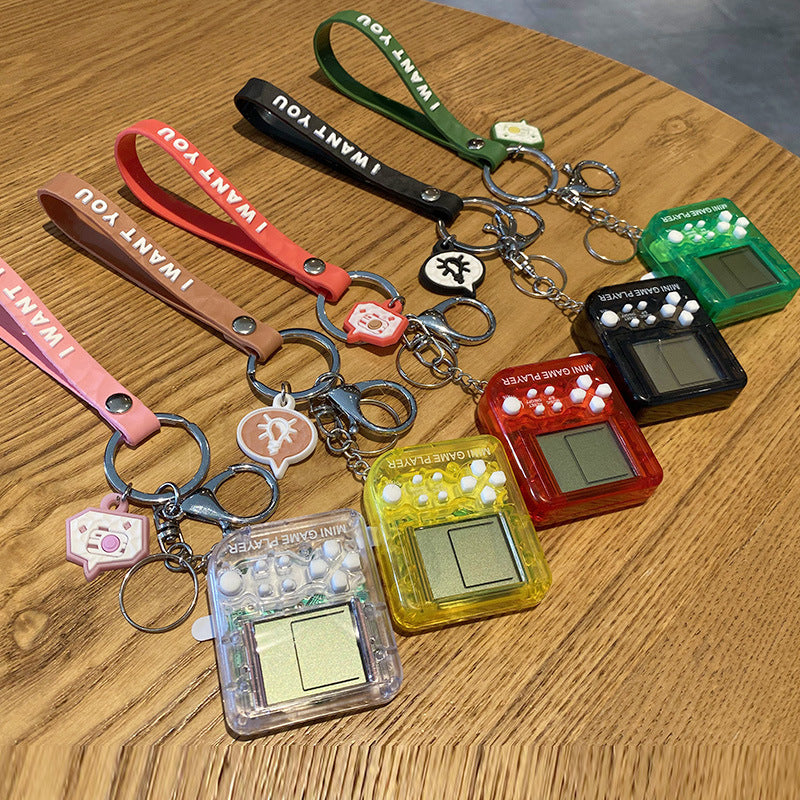 Creative Personality Retro Tetris Handheld Game Machine Car Key Ring Female Cute Schoolbag Internet Celebrity Pendant