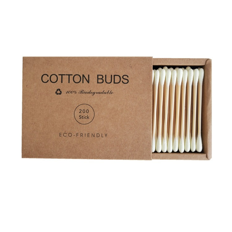 200 Double-Headed Color Cleansing and Makeup Cotton Swabs Disposable Kraft Box Bamboo Plastic Paper Cotton Swab Stick