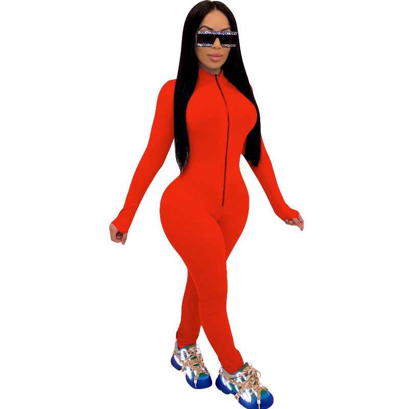 Full Body Pure Color Tight Sexy Jumpsuit