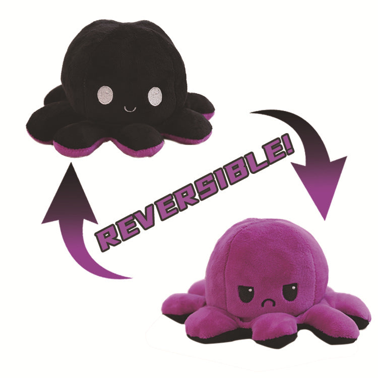 Amazon Hot Flip Octopus Doll Double-Sided Expression Flip Octopus Cute Plush Toy Doll Factory Wholesale