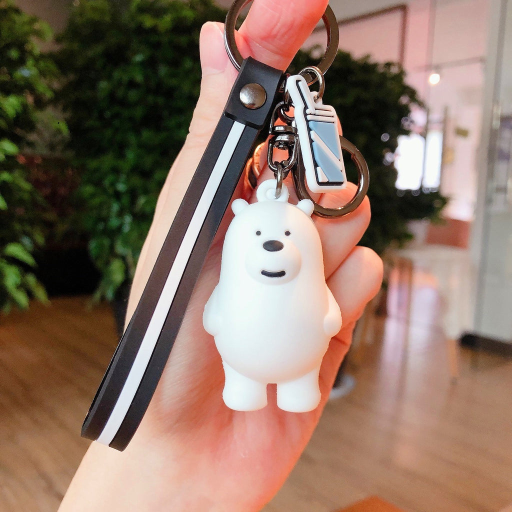 Cute Anime Foodie Bear Keychain Cartoon PVC Figurine Automobile Hanging Ornament Bag Pendant Accessories Gift
