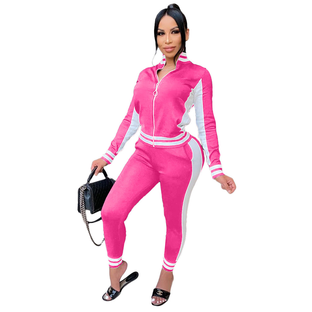 European and American Fashion Casual Exercise Set Zipper Two-Piece Set