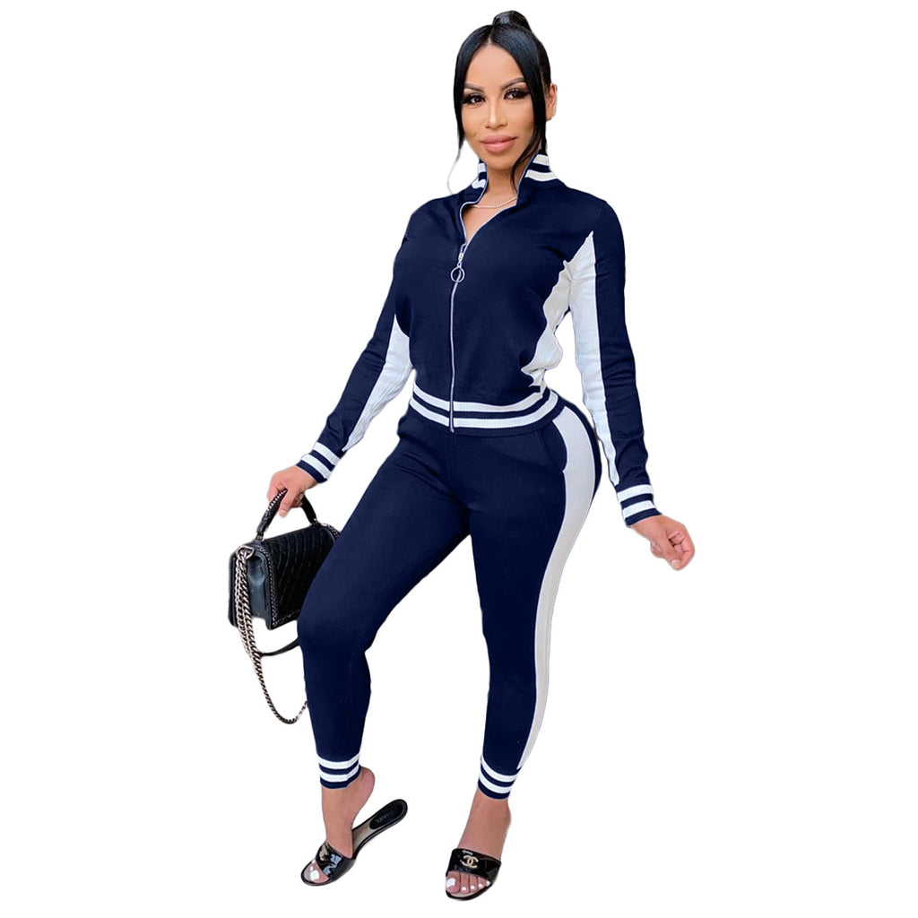 European and American Fashion Casual Exercise Set Zipper Two-Piece Set