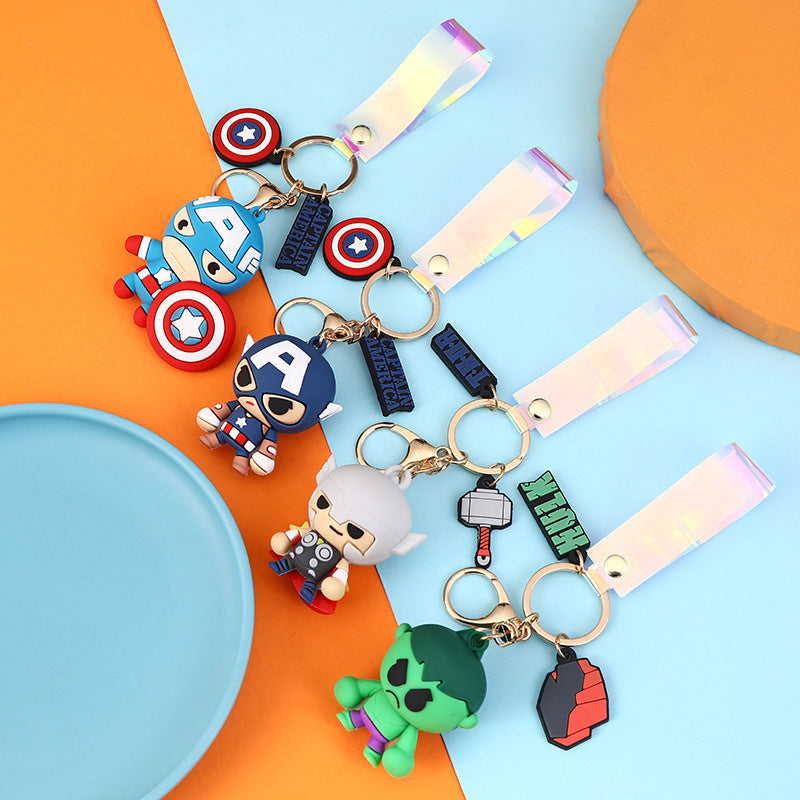 Hero Avengers Captain America Spider-Man Iron Man Keychain Cartoon Character Gift Hanging Ornaments