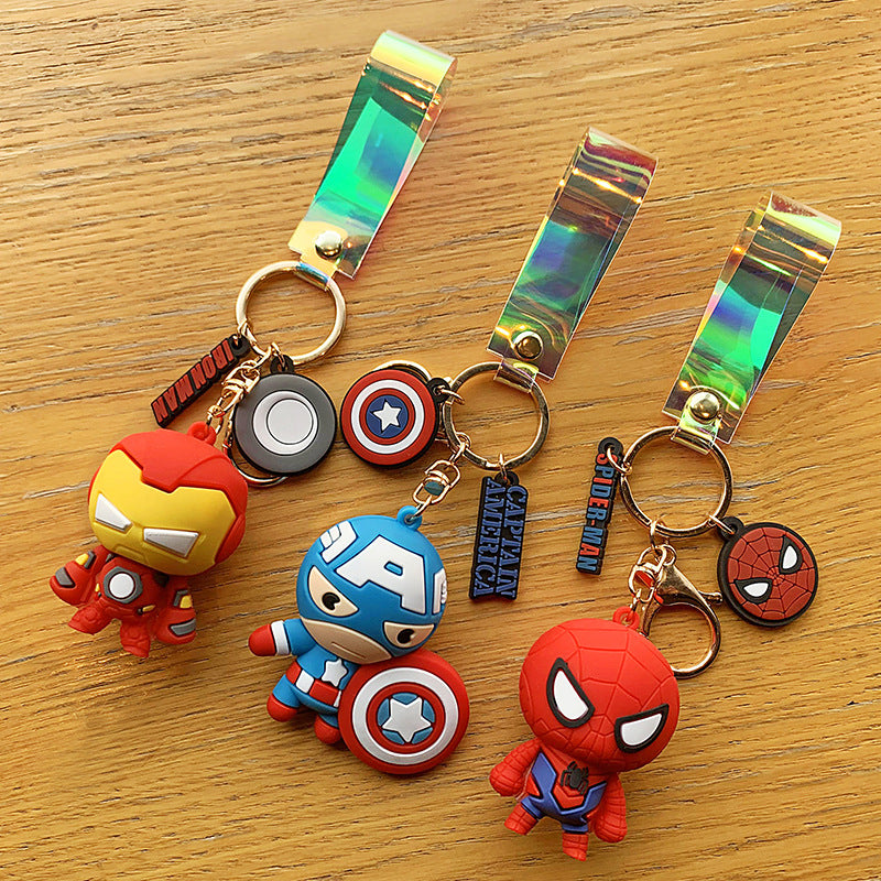 Hero Avengers Captain America Spider-Man Iron Man Keychain Cartoon Character Gift Hanging Ornaments