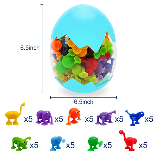 TOP22010-Blue Suction Toys Baby Bath Toy Set-45 Pcs Kids Suction Cup Toys,Bathtub Silicone Building Blocks, Stress Release Toys,Toddler Travel Toys for 3 4 5 6 7 8 Year Old Boy Girl (Blue)