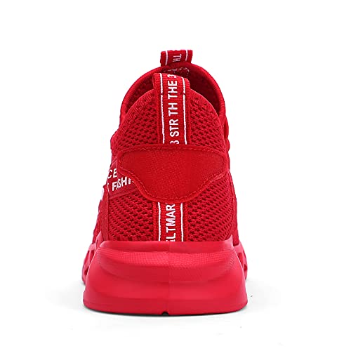 ZHEGAO Boys Girls Trainers Breathable Walking Shoes Mesh Lighweight Running Shoes Tennis Shoes Outdoor Athletic Sports Shoes Sneakers Red Size 9 UK Child