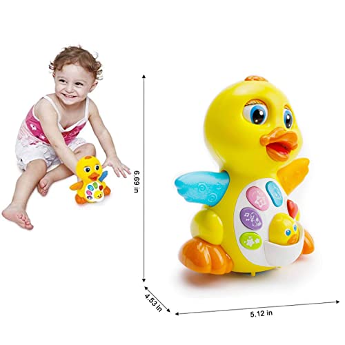 HL808 Musical Dancing Yellow Duck Toys, Walking Duck Baby Toy with Music and LED Lights, Singing, Wings Flap Creat Children Interactive, Early Educational Toys for Babies and Toddlers