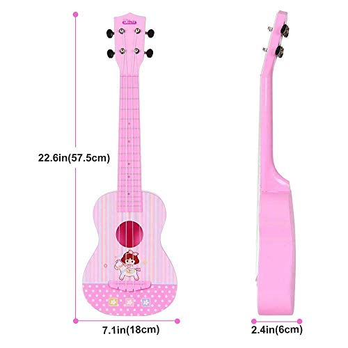 HANMUN Unicorn Musical Ukulele Guitar Toys - 23 Inch Pink Guitar with 4 Strings Musical Instruments Learning Educational Toys for Kids Children Girls Boys Adult Children (Pink)