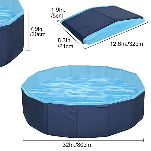 HQ21001-Blue Collapsible Sand and Water Table for Toddler - Foldable Ball Pit Portable Sandbox Game Room Baby Sensory Table Play Pit Pet Bathing Summer Pool Diameter 32Inchs