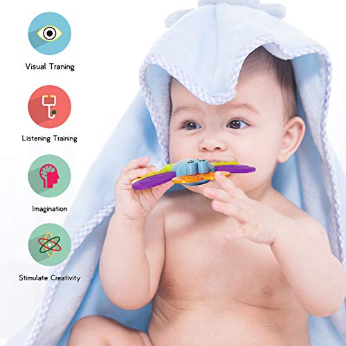 SUNWUKING Baby Rattle Toy Set - Teether Shaker Grab and Spin Rattles Toy with Musical Features, Early Educational Gift for Newborns and Infants 0-18 Months Teething Toys for Boys and Girls
