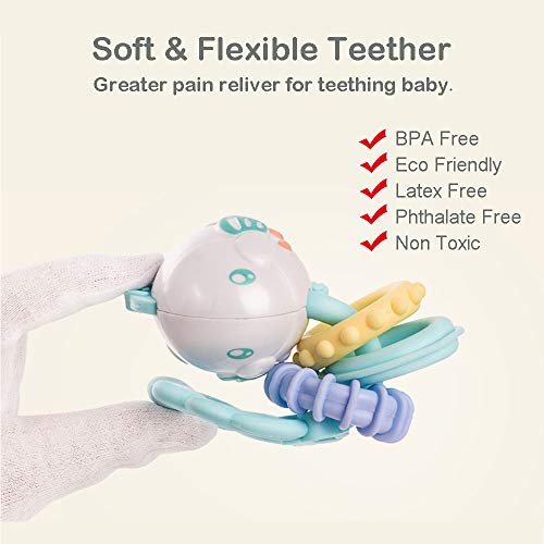 HE18005 Baby Rattle Toys for Newborns - Baby Toys Rattles And Teethers for Girls Boys 0-3-6-9-12 Months - Baby Rattle Set 8pcs - Infant Rattle Teething Toys – Developmental Sensory Toys for Babies