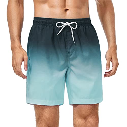 Swim Trunks for Men Quick Dry Beach Swimwear Shorts for Swim Pool Water Park Gradient Green
