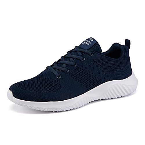 Men's Trainers Road Running Shoes Casual Mesh Athletic Trainers for Gym Sports Fitness Size 7 Blue