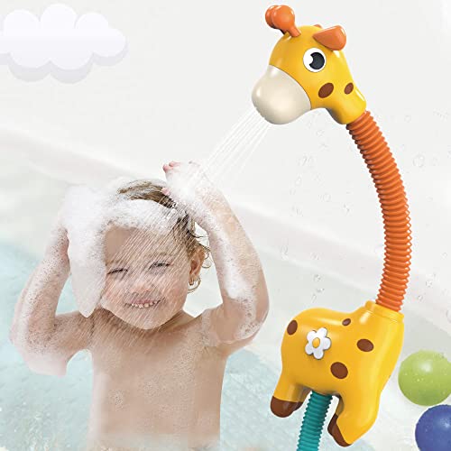 JL21001 Giraffe Toddler Bath Shower Head Toy, Baby Bath Toys Sprinkler Bathtub Toy for Kids, Perfect for Boys Girls for Bath Time