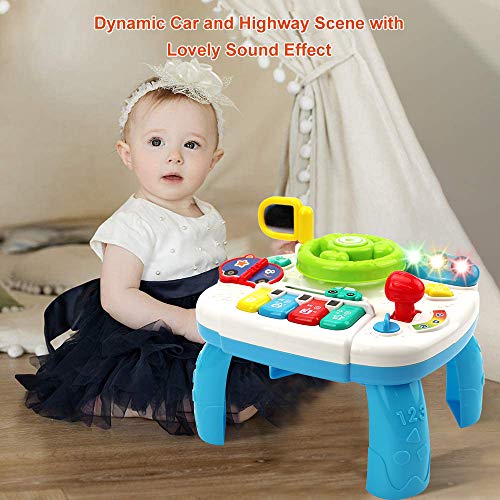HANMUN Musical Learning Table Baby Toys 2 in 1 Early Education Toys Music Activity Center Table Baby Sound Toy for Infant Babies Toddler Boys Girls 18m+