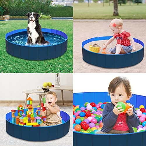 HQ21001-Blue Collapsible Sand and Water Table for Toddler - Foldable Ball Pit Portable Sandbox Game Room Baby Sensory Table Play Pit Pet Bathing Summer Pool Diameter 32Inchs